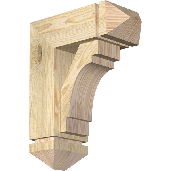 Ekena Millwork Merced Arts and Crafts Rough Sawn Bracket w/ Offset Brace, Douglas Fir, 6"W x 14"D x 18"H BKT0604X14X18MRC03RDF - main